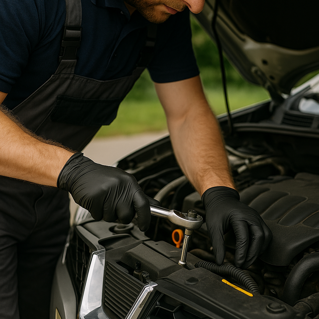 Mecánico reparando vehículo